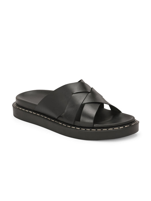 Bruce Men's Leather Slipper with cross straps