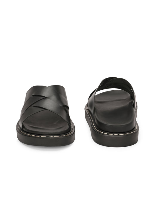 Bruce Men's Leather Slipper with cross straps