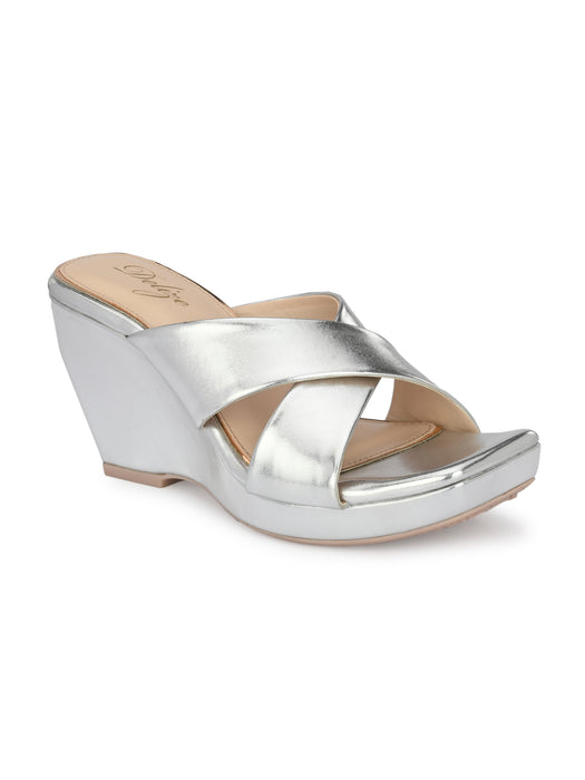 Cecilia Cross Strap Wedge Sandals Delize