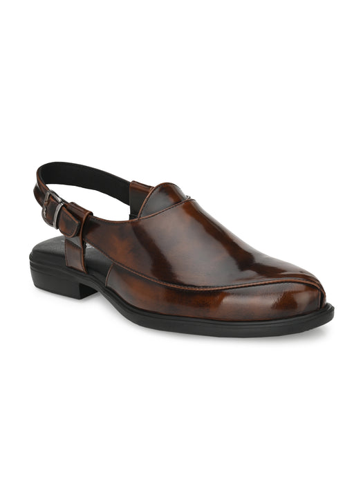 Peshawari Chappal / Sandal – Gents – Genuine Leather – Black – Heel –  Leather Sole – Art 707 – Famous Nagra