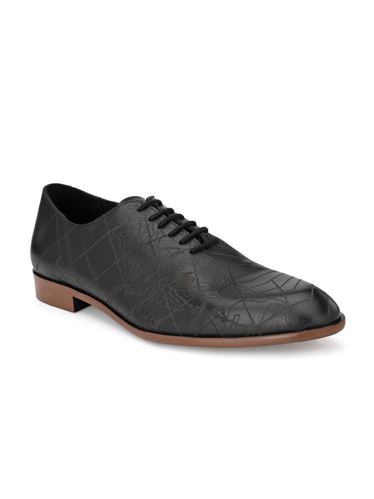 Denim Mens Derby Shoes with laser cut details