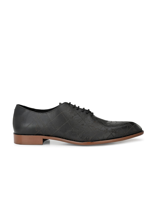 Denim Mens Derby Shoes with laser cut details