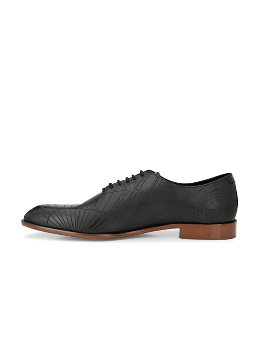 Denim Mens Derby Shoes with laser cut details