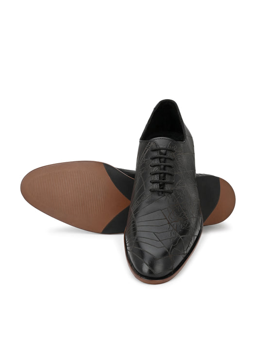 Denim Mens Derby Shoes with laser cut details