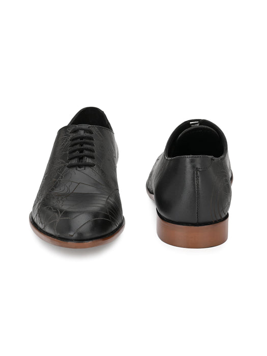 Denim Mens Derby Shoes with laser cut details