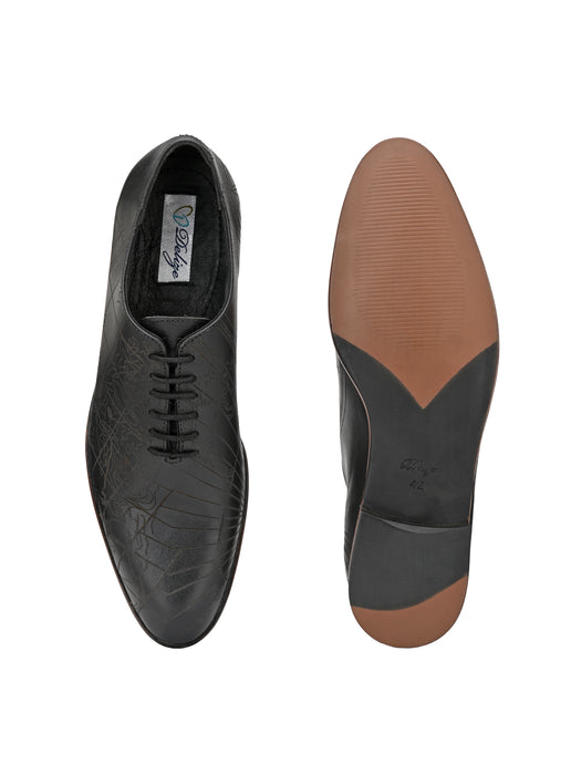 Denim Mens Derby Shoes with laser cut details