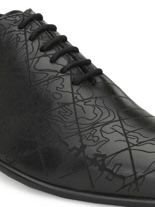 Denim Mens Derby Shoes with laser cut details