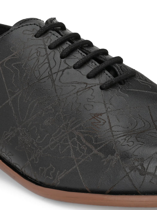 Denim Mens Derby Shoes with laser cut details