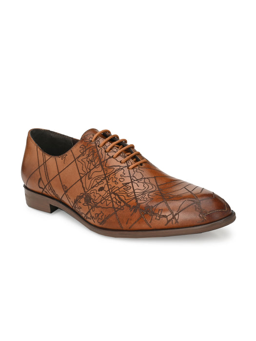 Denim Mens Derby Shoes with laser cut details