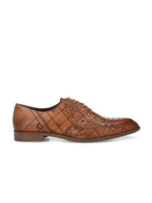 Denim Mens Derby Shoes with laser cut details