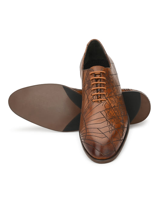 Denim Mens Derby Shoes with laser cut details