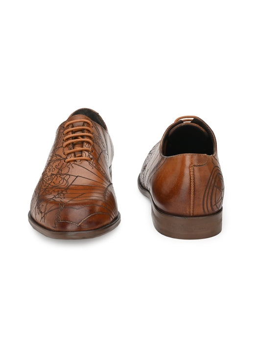 Denim Mens Derby Shoes with laser cut details