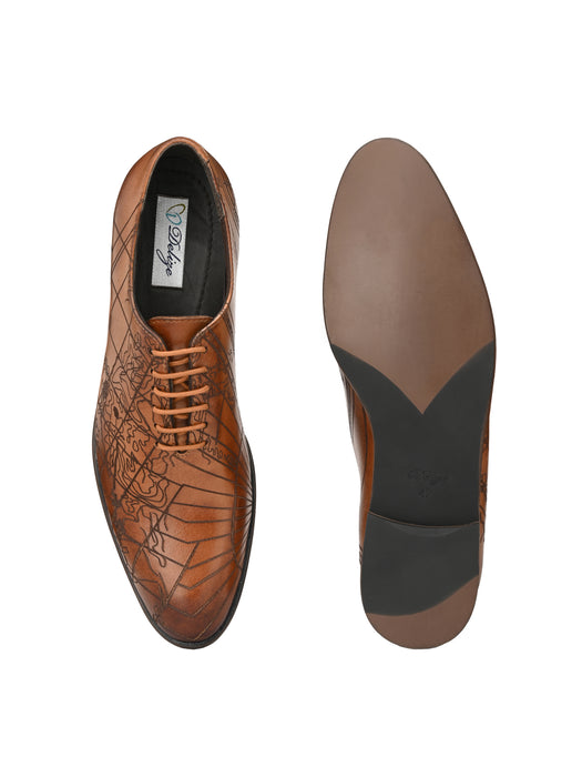 Denim Mens Derby Shoes with laser cut details