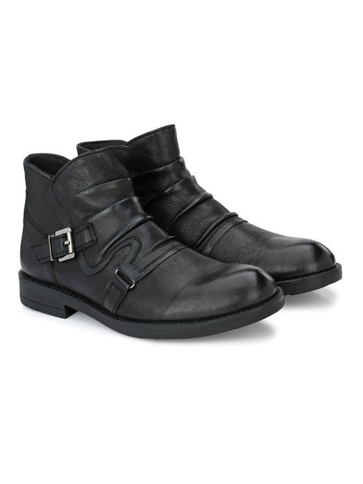 Alex Boots with pleats and buckle details