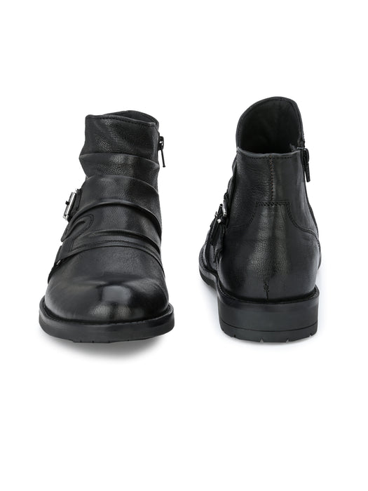 Alex Boots with pleats and buckle details