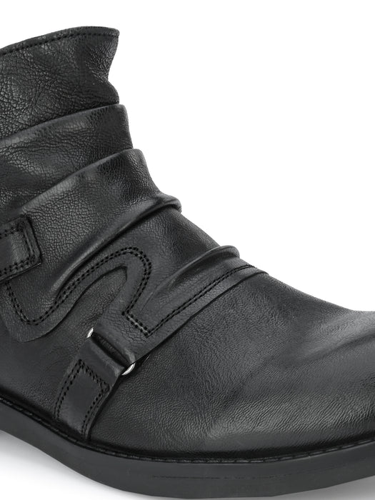 Alex Boots with pleats and buckle details